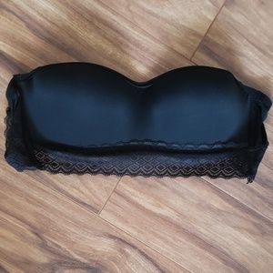 Black push up padded bandeau strapless bra